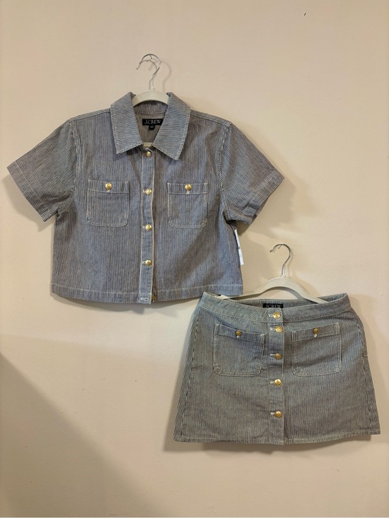 J. Crew Dresses & Skirts - J.CREW Denim Blue & White Stripe Matching Skirt Set NWT